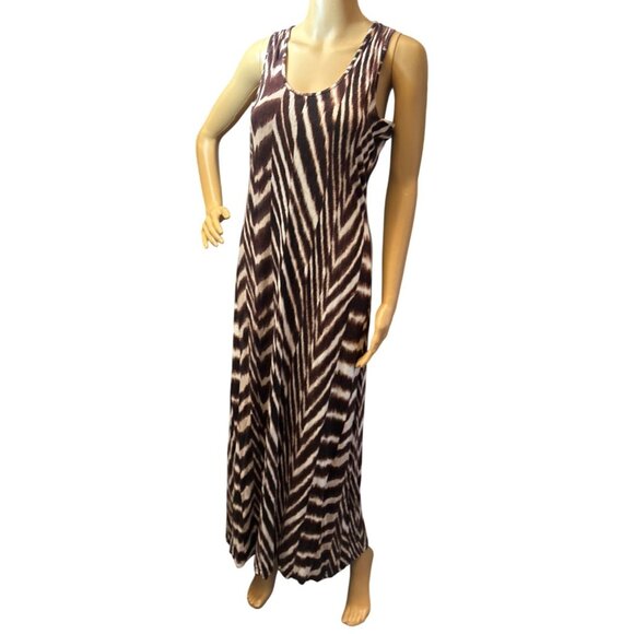 Calvin Klein Womens Maxi Dress Small Animal Print Earthy Boho Chic Artsy - Picture 4 of 8